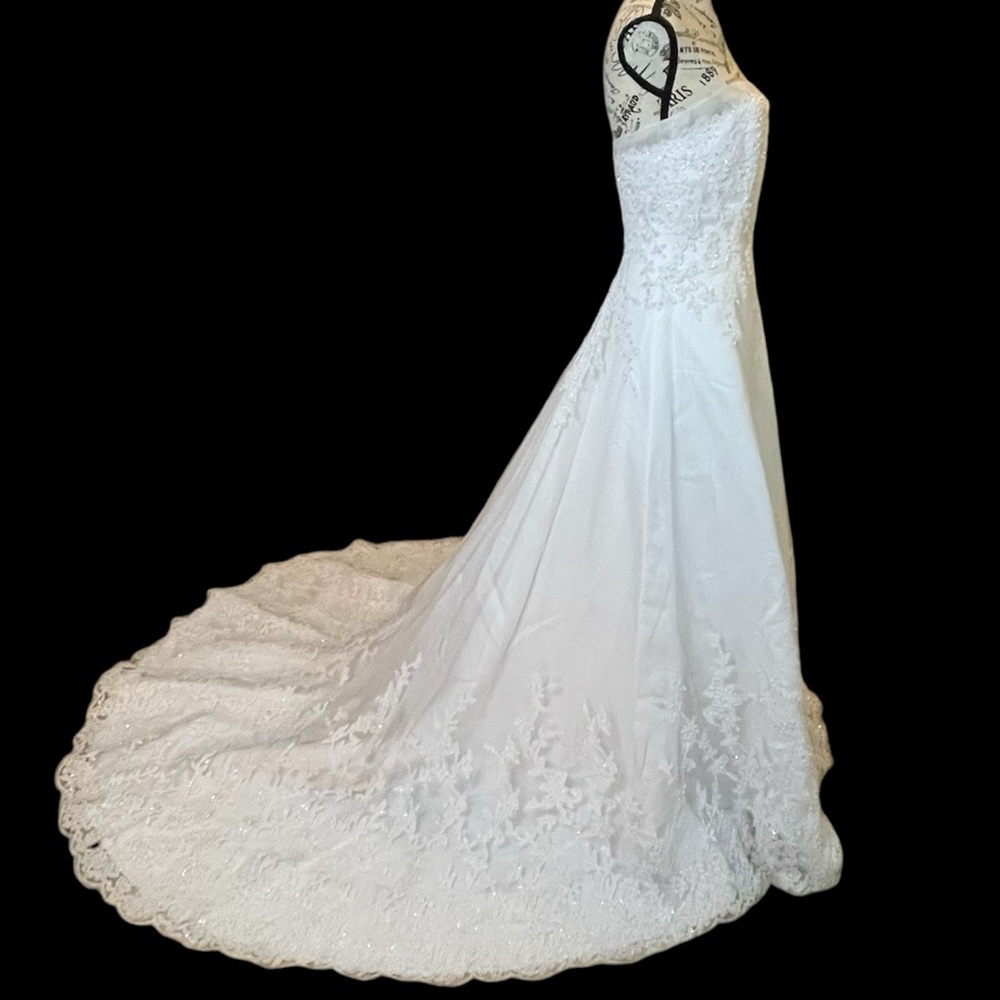 Michelangelo Strapless Lace Sequence & Beads Whit… - image 4